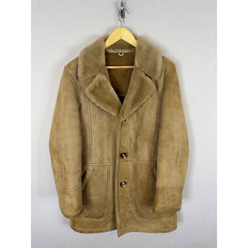 Vintage ID Rice Sportswear Shearling Coat Tan Suede Leather Jacket 40 Canada